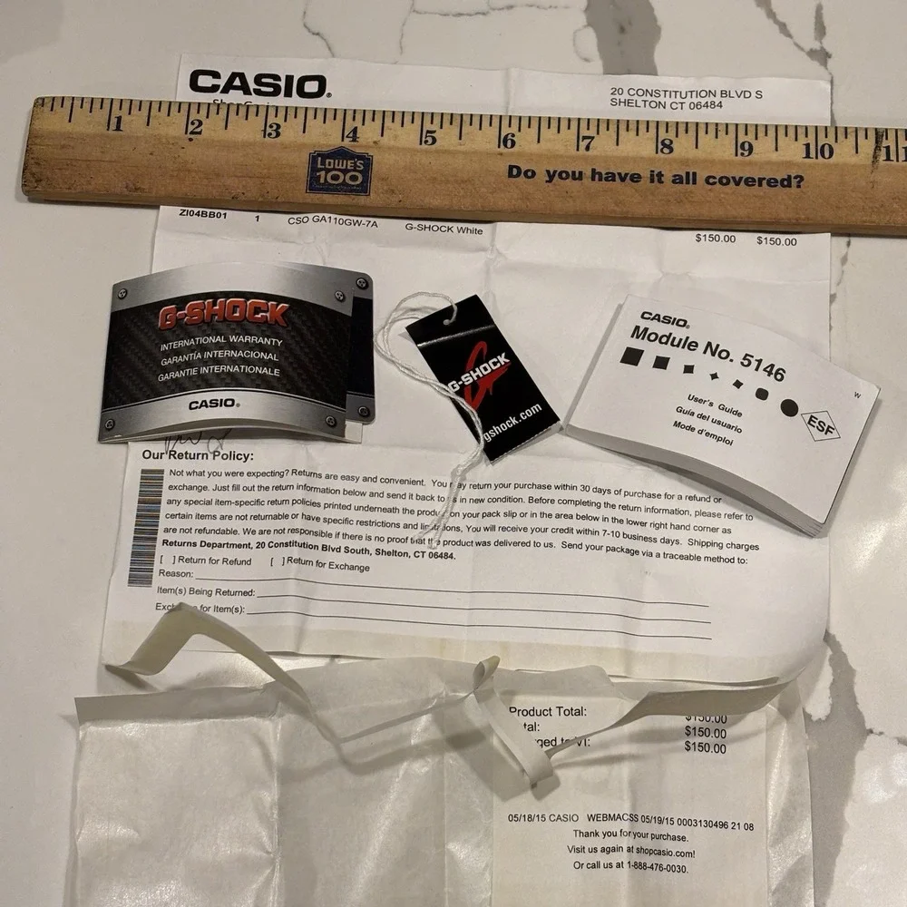 Casio G-Shock Watch GA-110GW-7A White Black Module 5146 Box & Papers - TESTED